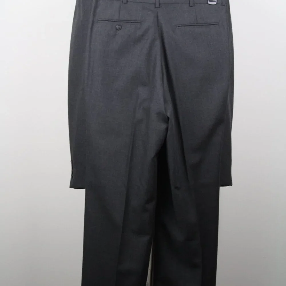 Stafford Mens 2-pc Suit Blazer‎ Jacket 40L Pants Size 30Wx31L Grey Solid E081155